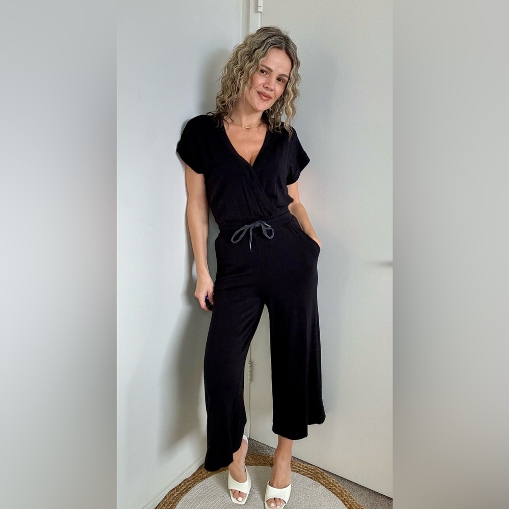 Splendid Active Surplice Jumpsuit Black